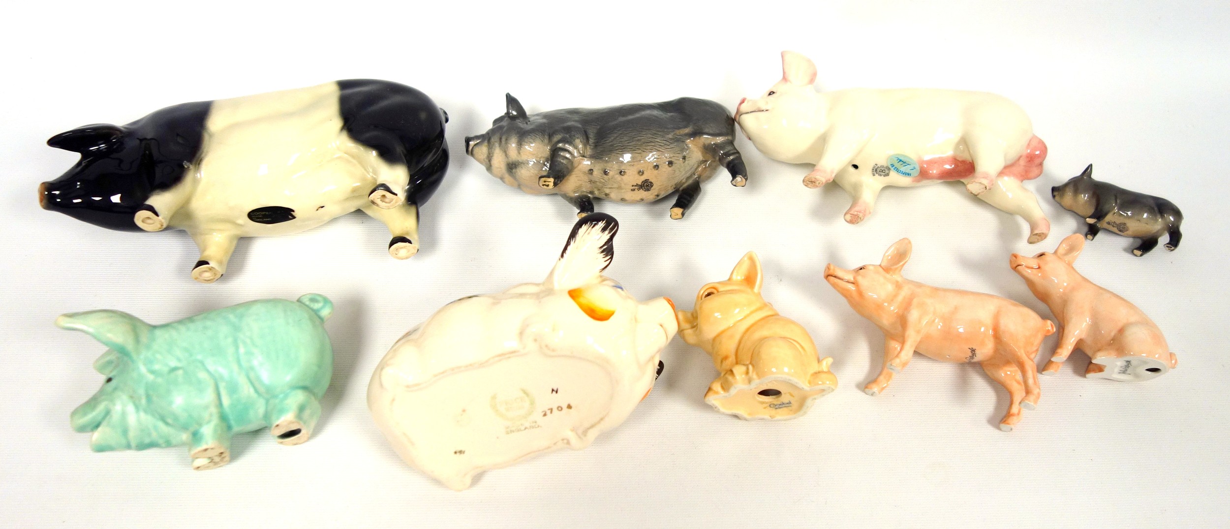 Bing and Grondahl, Price, Beswick, Royal Doulton and other figures of pigs, largest W.22cm. (10) - Image 2 of 4