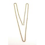 Yellow metal rope twist necklace, stamped "14k", L.80cm, 7.9grs