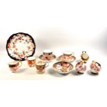 Late Victorian Royal Crown Derby teacup and saucer, 2 other cups and saucer, tyg, 3 scuttles,