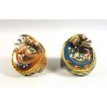 2 Royal Crown Derby "Millenium Dragon" paperweights, "Dragon of Happiness", 144/1500, and "Dragon of