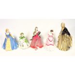3 Worcester, 2 Royal Doulton, 1 Jema and another figure of ladies, tallest H.28.7cm. (7)