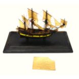 Wood model of William Penn's ship "Welcome", in which he sailed to "America" in 1682, having
