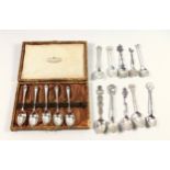 Set of 5 silver coffee spoons by Alexander Clark Co. Ltd., Sheffield, 1946, cased; 2 other spoons,