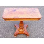 Early Victorian pollard elm tea table, the folding rectangular top with rounded corners, on an
