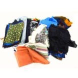 Large quantity of silk, lace, and other handkerchiefs, scarves, shawls, etc., various colours,