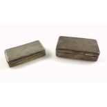 Late Georgian silver reeded rectangular snuff box with gilt interior, marks rubbed, W.7cm, 55.