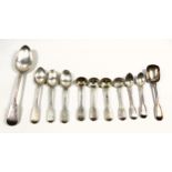 George IV silver Fiddle pattern tablespoon by William Johnson?, London, 1828; Irish teaspoon,