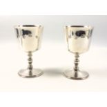 Pair of silver goblets with a bucket bowl and knopped baluster stem, on a circular foot, by Barker