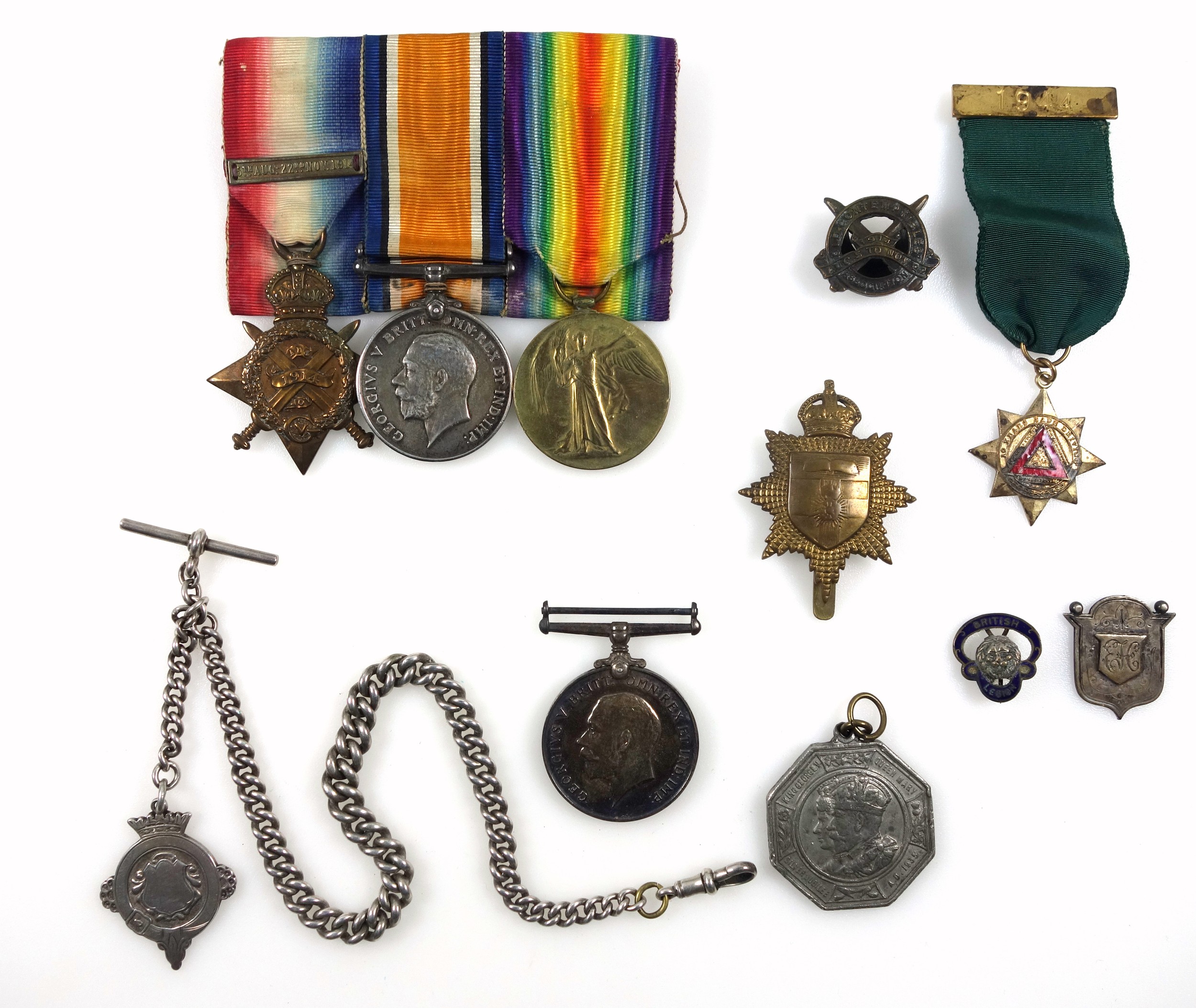 Group of 3 1st World War medals awarded to T-25498 DVR E Higgins, A.S.C., comprising the 1914 "Mons"
