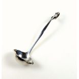 Georg Jensen Danish silver sauce ladle in the ornamental pattern with a hammered bowl, marked “