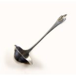 Georg Jensen Danish silver sauce ladle in the Akkeleje design, marked “925.S” and with import