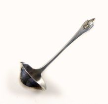 Georg Jensen Danish silver sauce ladle in the Akkeleje design, marked “925.S” and with import