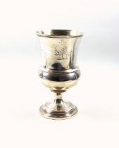 George III provincial silver goblet of thistle form, engraved with a lion crest and a reserve with a