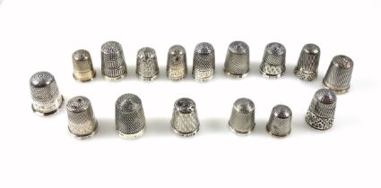 Collection of 16 silver thimbles, various dates and makers, 63grs. (16)