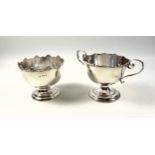 George V silver sugar bowl with a scalloped shell rim, on a pedestal foot, Birmingham, 1910, Dia,