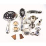 Edwardian silver and tortoiseshell mounted 3 piece dressing table set comprising hand mirror,