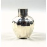 Victorian silver bulbous tea caddy, the body with wide-fluted panels, by Hukin and Heath,