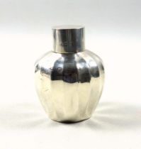 Victorian silver bulbous tea caddy, the body with wide-fluted panels, by Hukin and Heath,