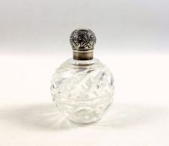 Victorian silver topped cut glass swirl pattern perfume bottle, Birmingham, 1892, H.10cm