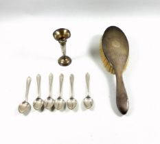 Set of 6 silver coffee spoons, by William Yates Ltd., Sheffield, 1958; Posy vase, Birmingham,