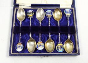 Rare set of 6 Ambulance Service silver and enamel spoons, awarded in the period 1932-1941, gross