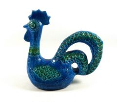 Bitossi model of a rooster in a blue and green glaze, signed and numbered "4178" to the base, H.23cm