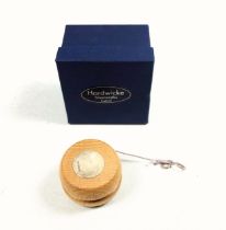 Silver mounted beech full size yo-yo by D & PB, Birmingham, 2020, boxed. (2)