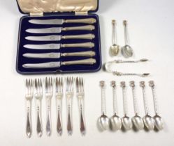 Set of 6 George VI silver souvenir demitasse spoons, each with a wrythen stem and "Lincoln Imp"