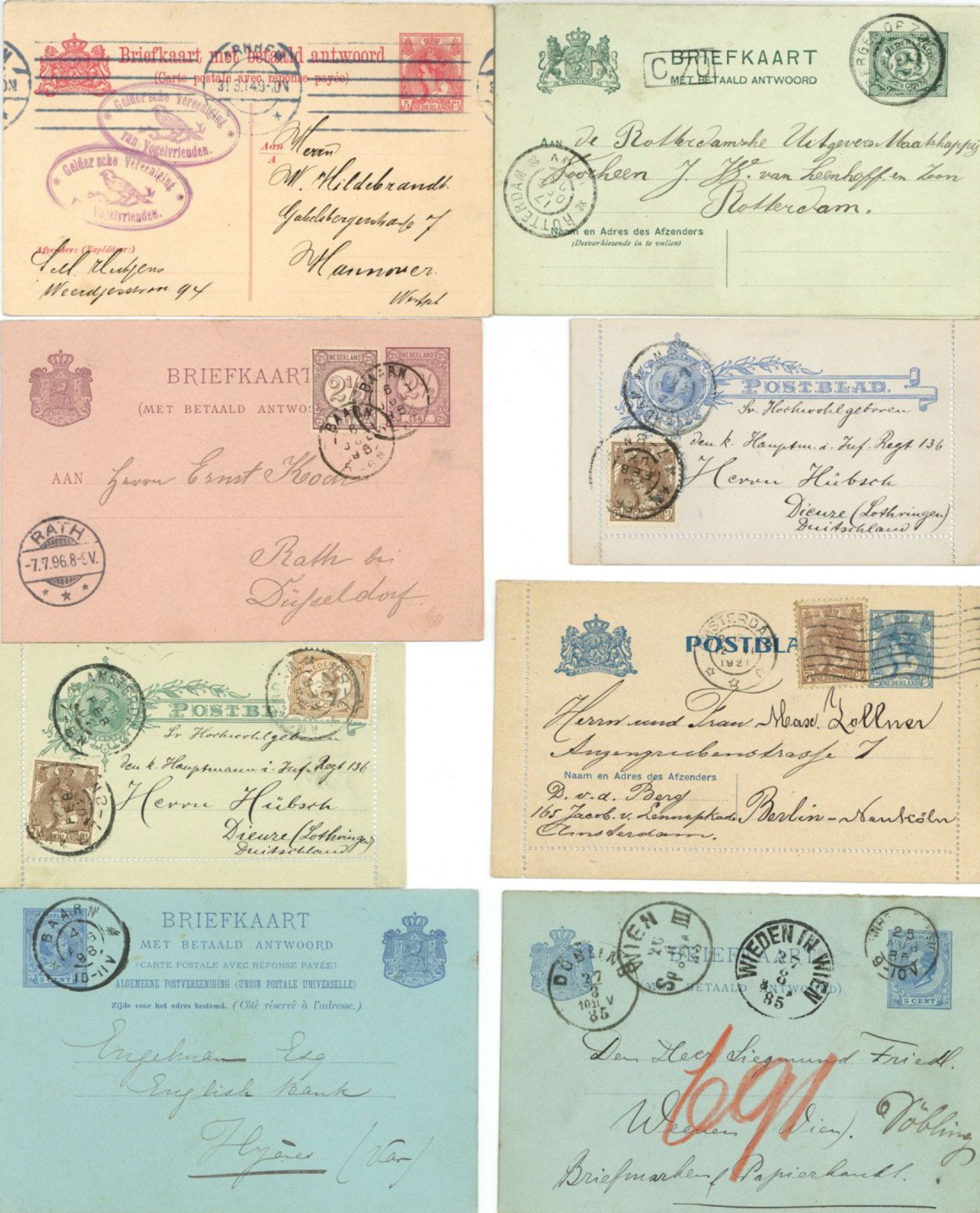 Niederlande 1871/1918 Sammlung mit mehr als 200 Ganzsachen, dabei eine Arbeitsnachweiskarte,
