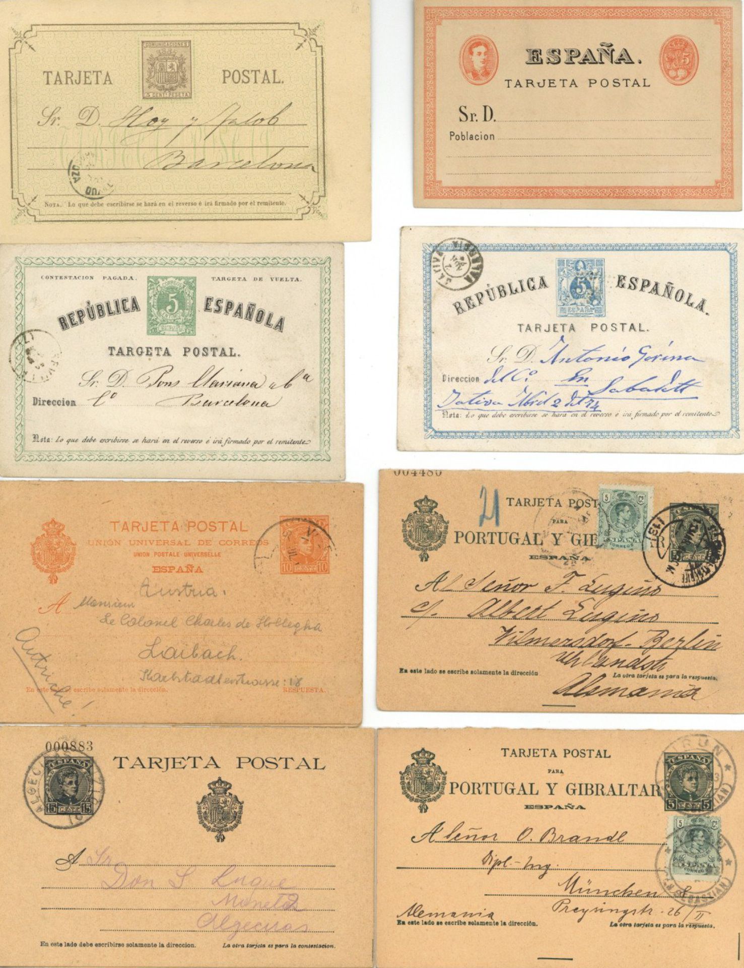 Spanien 1873/1918 Sammlung der ungebrauchten und gebrauchten Ganzsachenpostkarten ab der ersten