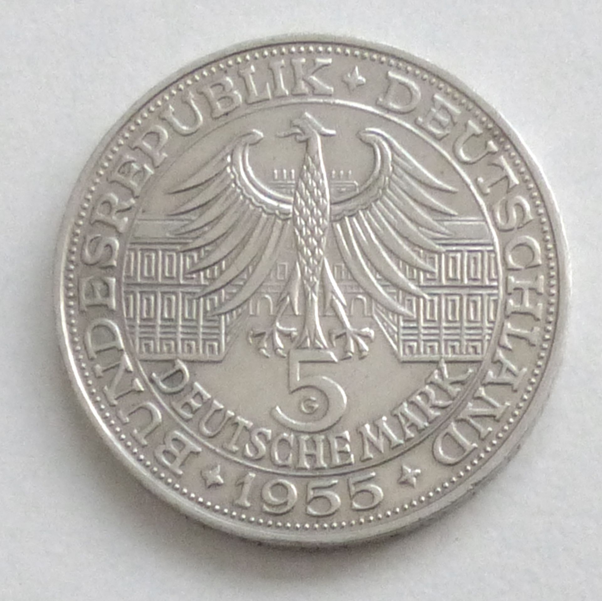 Münzen Bundesrepublik 5 Mark, Markgraf von Baden 1955G SS/V2