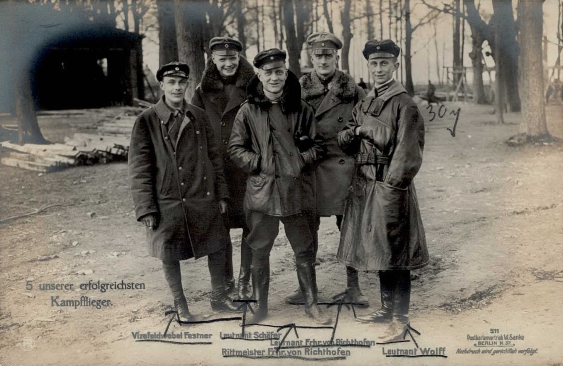 Sanke Piloten Festner, von Richthofen, Schäfer und Wolff I-II