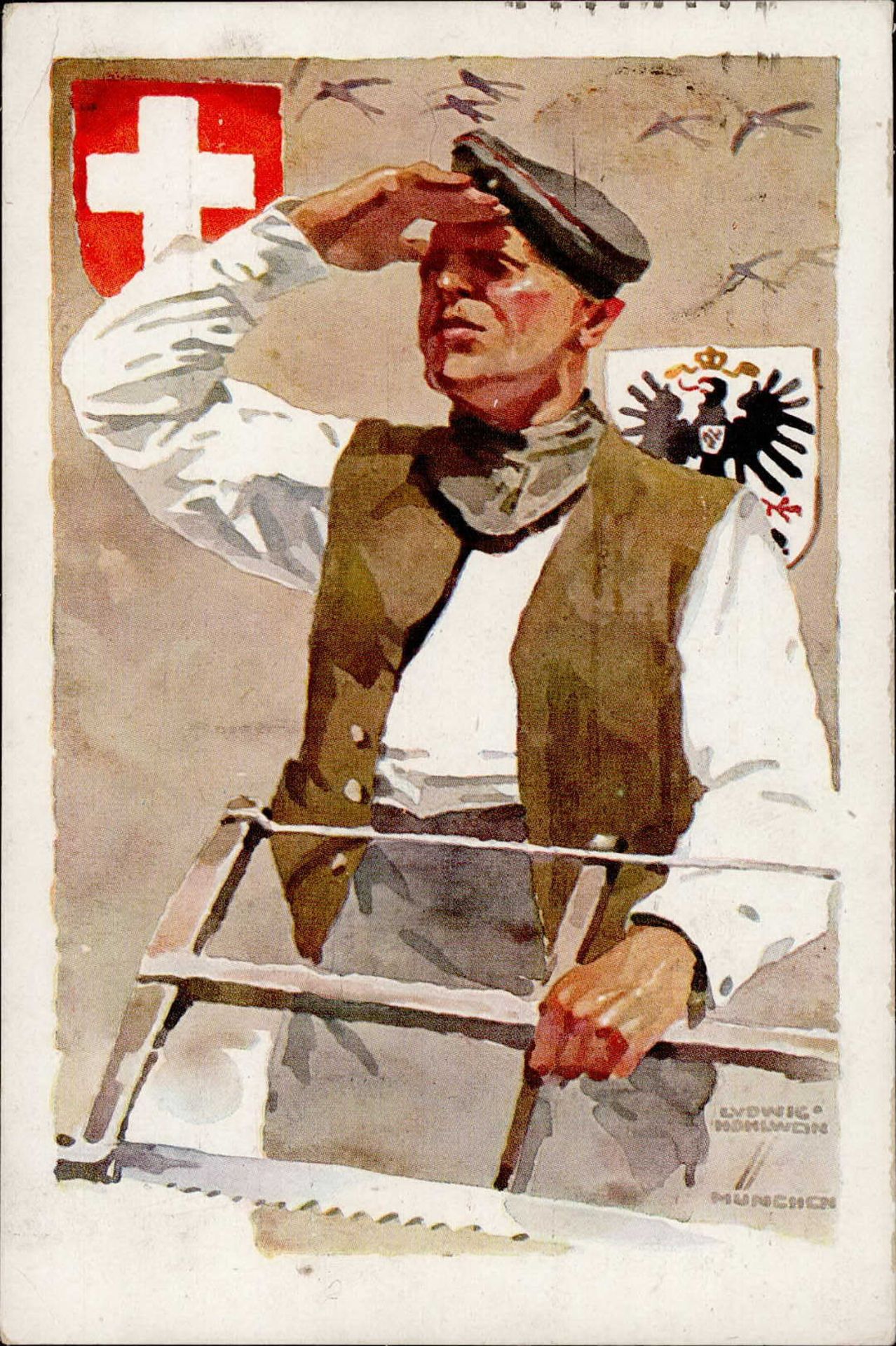 Hohlwein, Ludwig München Deutsche Internierten Ausstellung 1918 signiert I-II