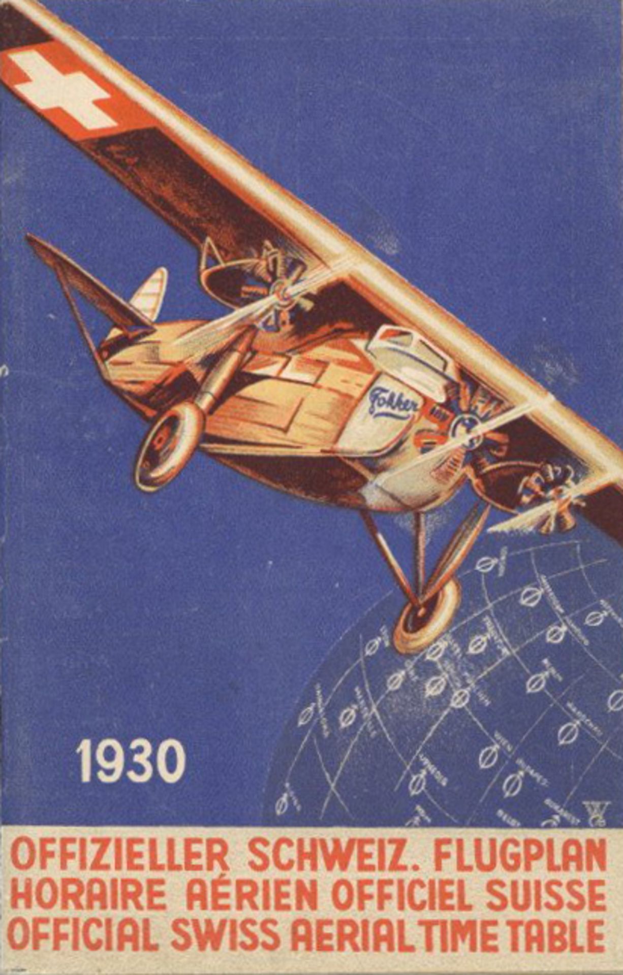 Offizieller Schweizer Flugplan Sommer/Herbst 1930 52 Seiten I-II