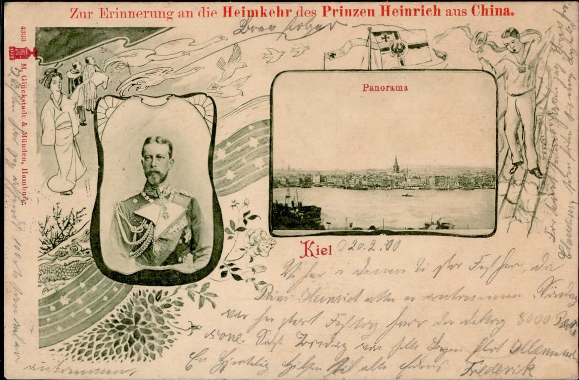 Deutsche Post China Zur Erinnerung an die Heimkehr des Prinzen Heinrich aus China Kiel 1900 I-II