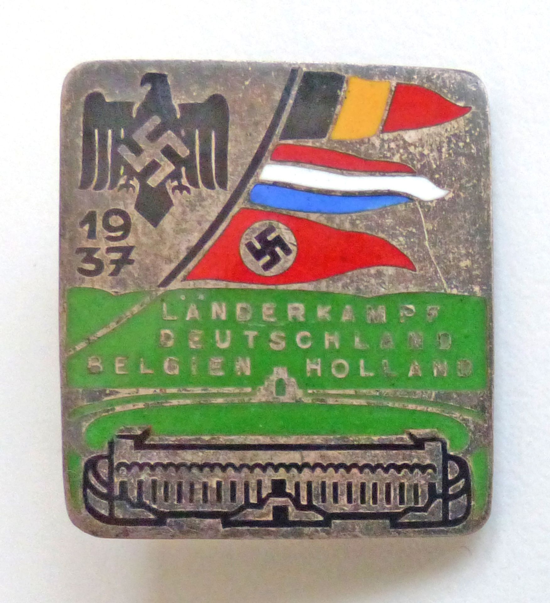 WK II Orden Abzeichen Länderkampf Deutschland Belgien Holland 1937 Hersteller Deschler und Sohn,