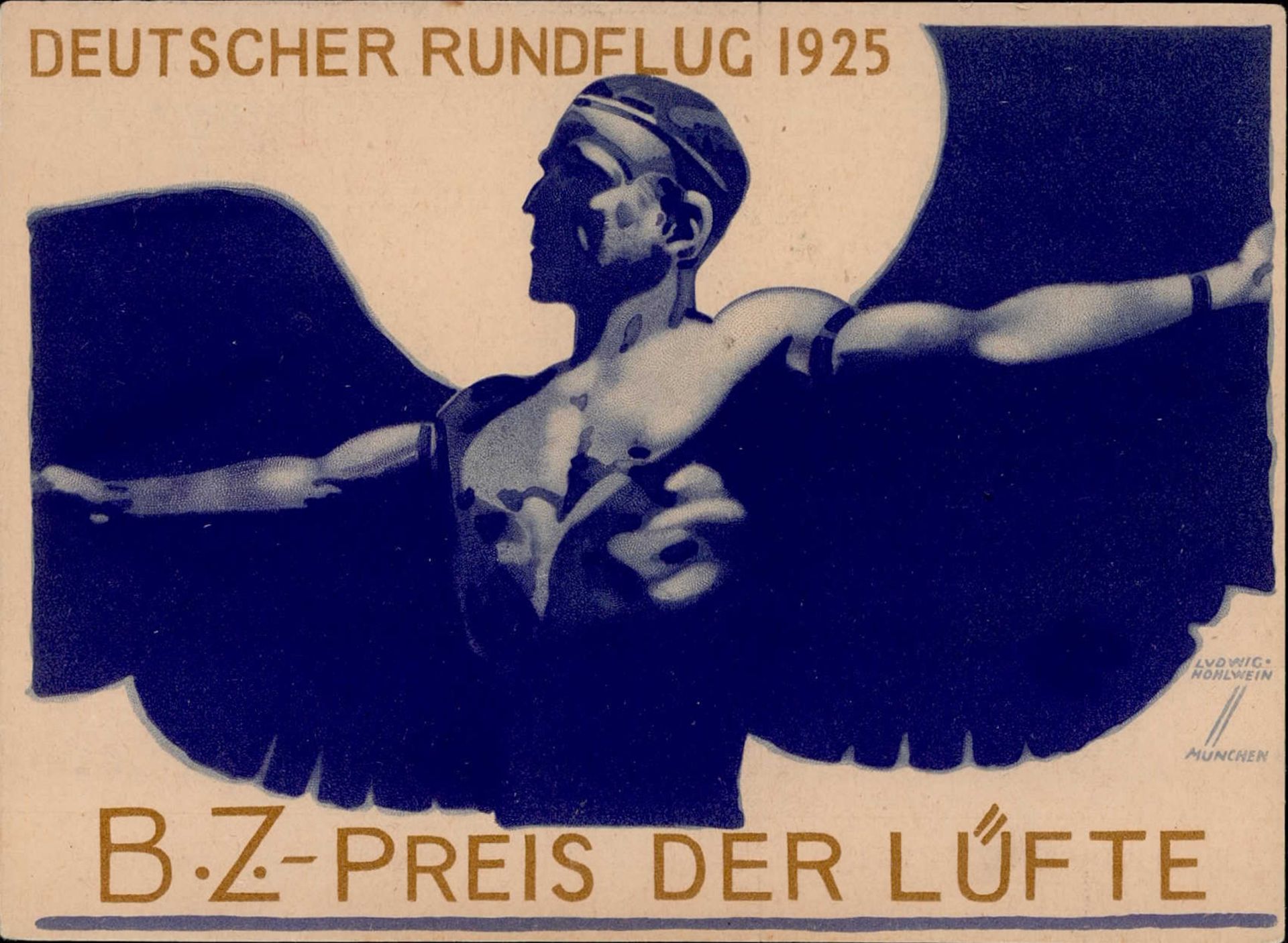 Hohlwein, Ludwig Deutcher Rundflug 1925 BZ Preis der Lüfte signiert I-II