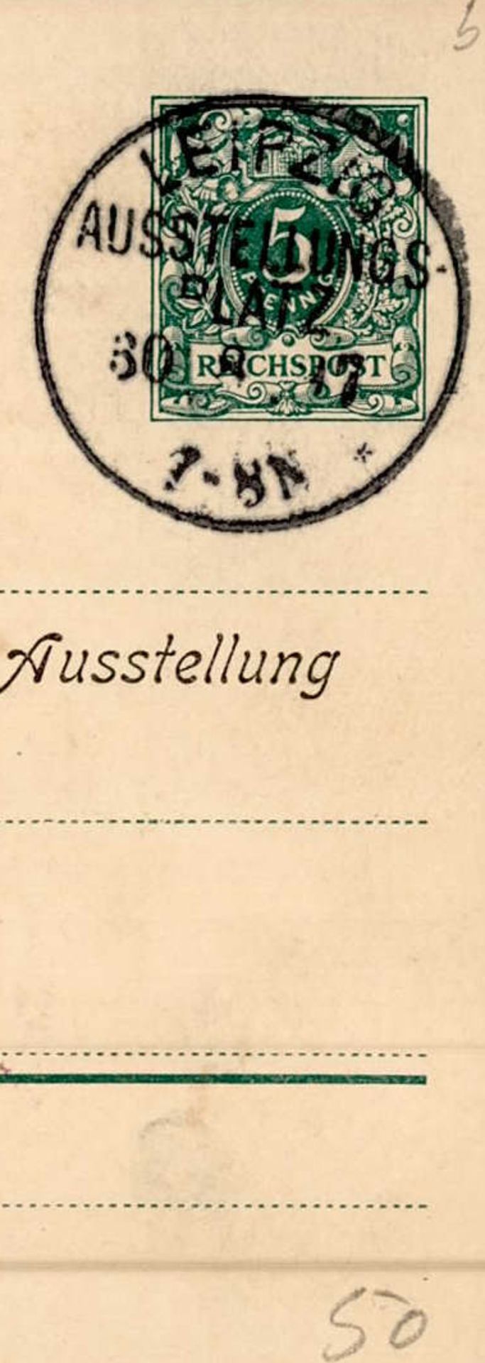 Anlass-Karte Privatpostkarte Ganzsache Leipzig Industrie-und Gewerbeausstellung Sonderstempel 1897 - Image 2 of 2