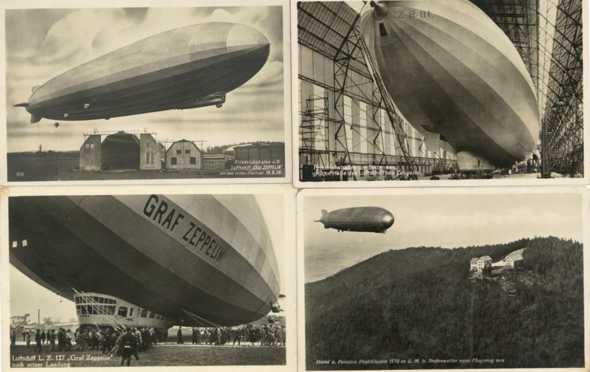 Zeppelin Lot mit 7 Ansichtskarten und einem Foto in unterschiedlicher Erhaltung