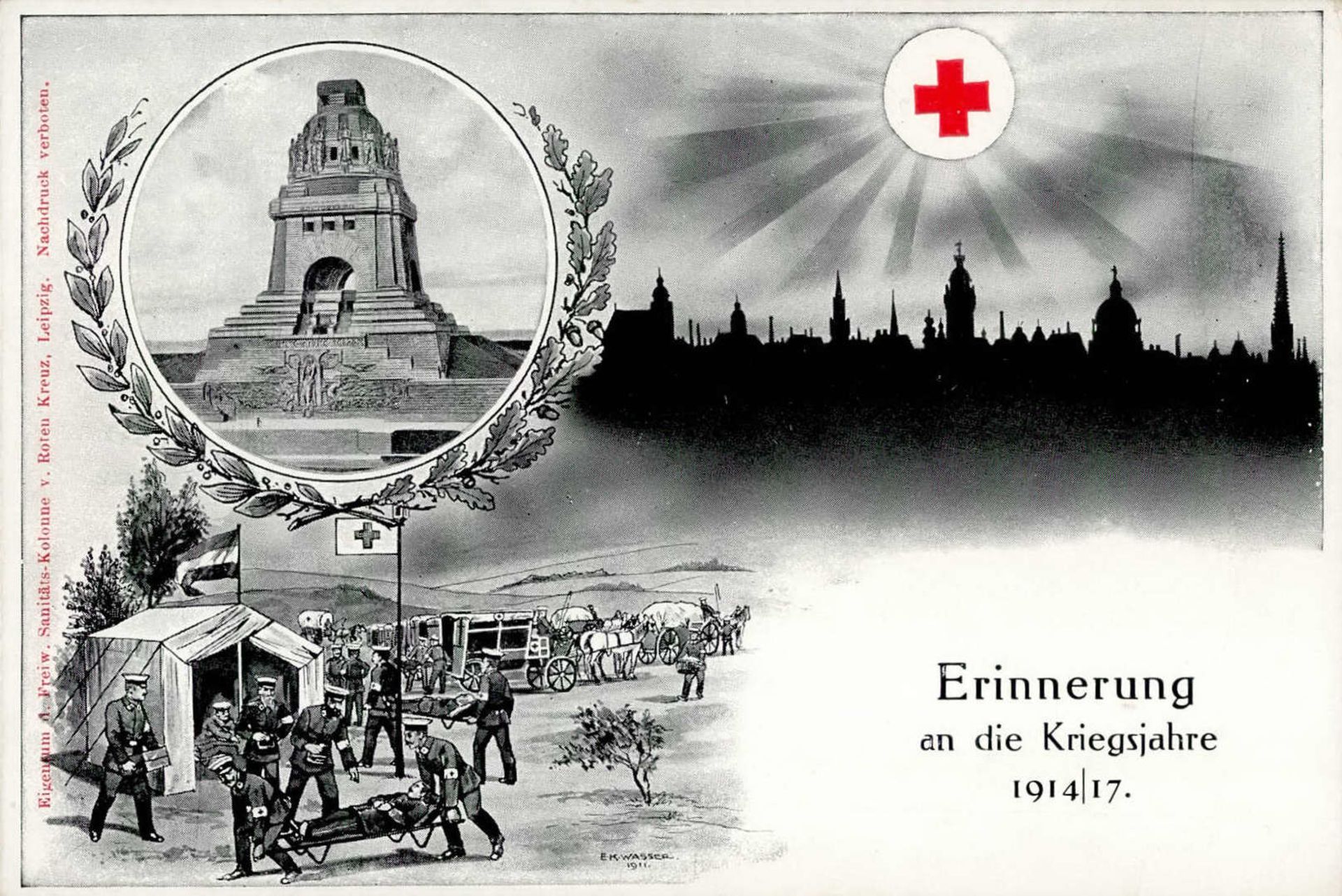 Rotes Kreuz LEIPZIG Opfertag 1917 I-II