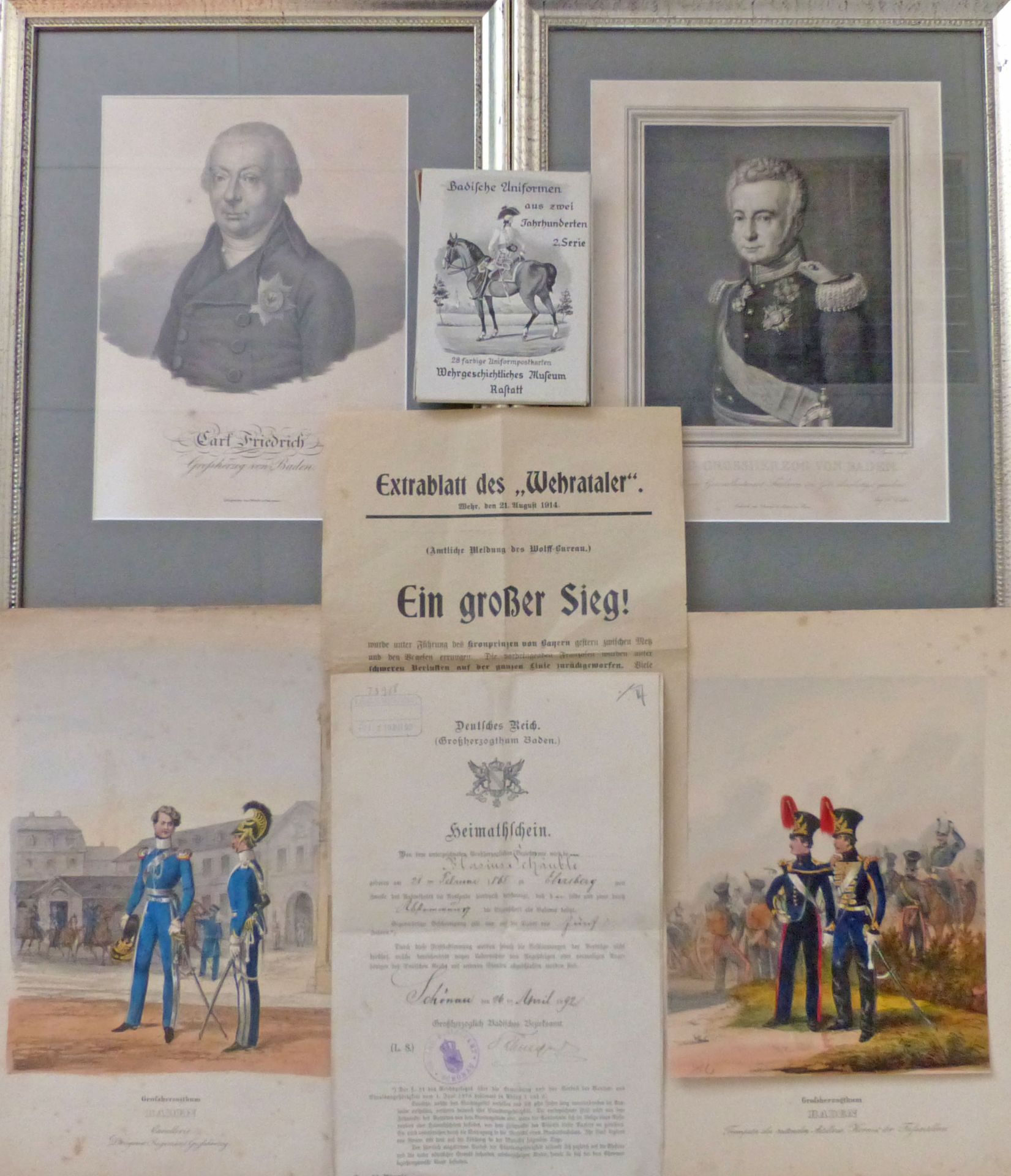Adel / Militär Großherzogtum Baden Konvolut mit 2 Stichen Großherzog Ludwig und Carl Friedrich von