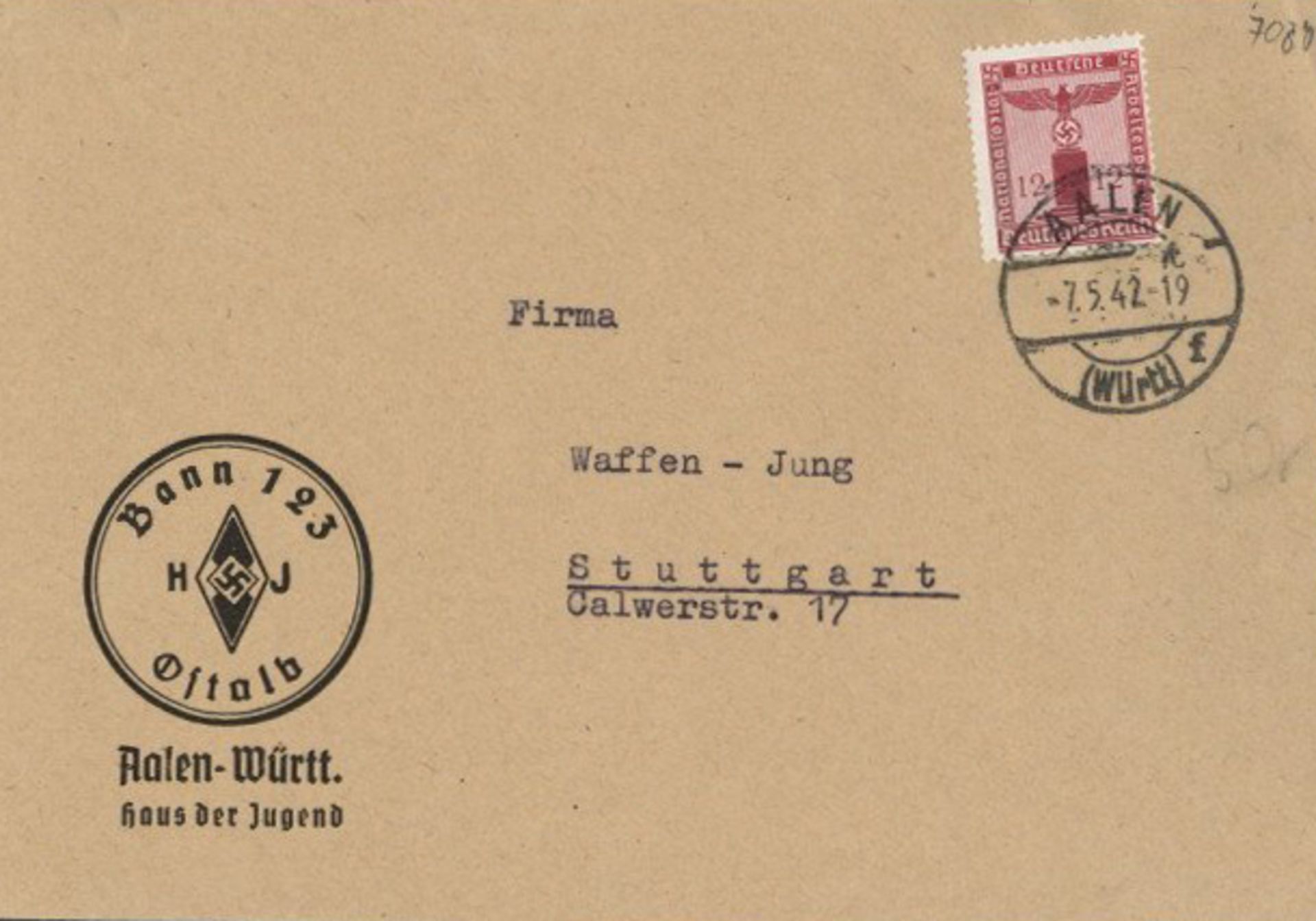 AALEN WK II - HITLERJUGEND AALEN Dienstbrief 1942 I