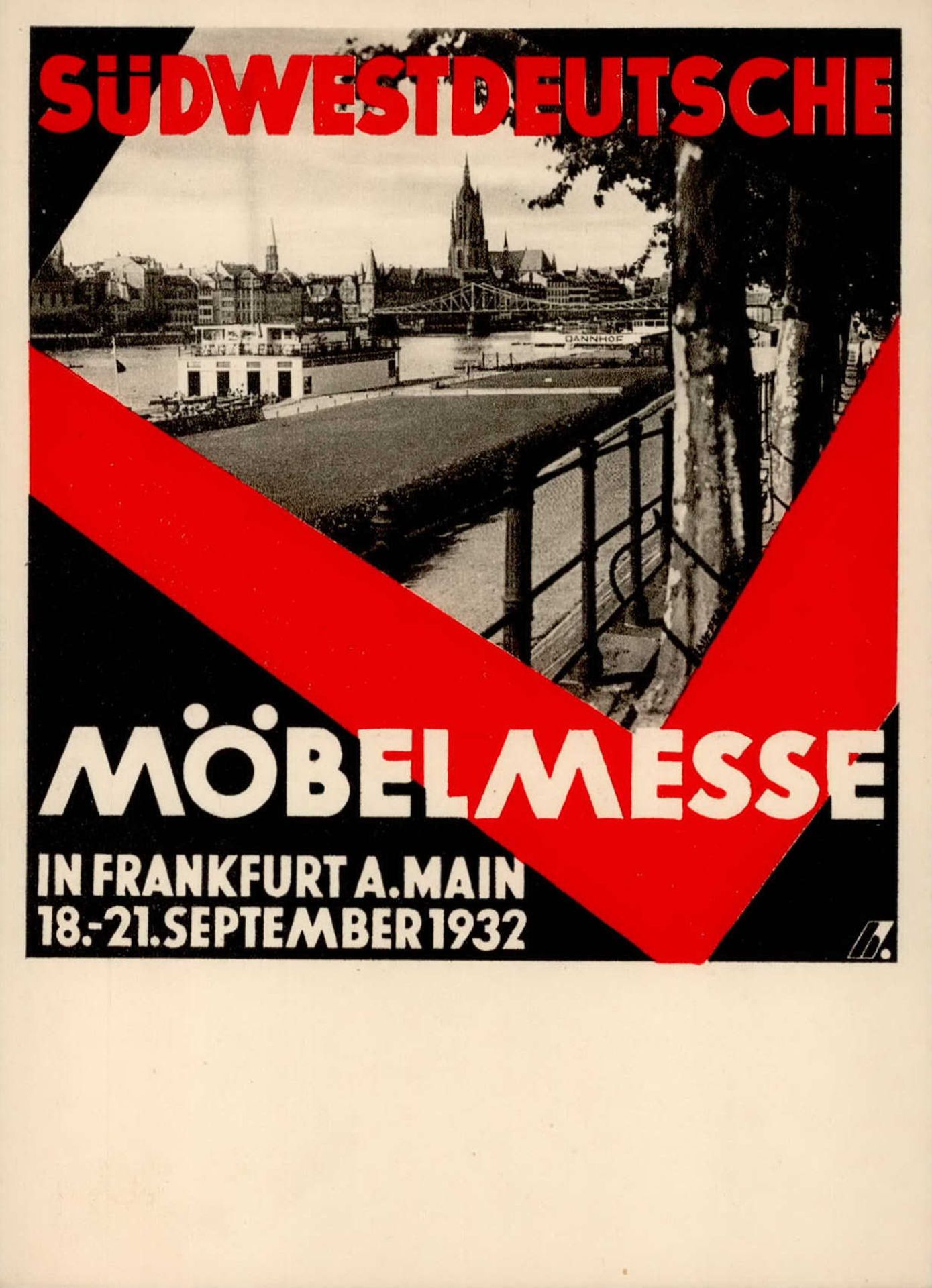 FRANKFURT/Main - SÜDWESTDEUTSCHE MÖBELMESSE 1932 sign. Künstlerkarte I