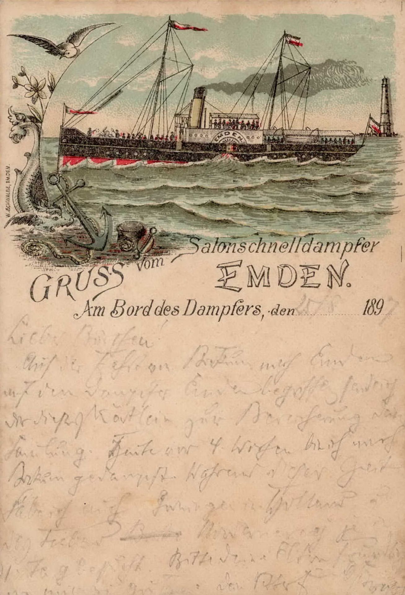 Schiff Salonschnelldampfer Emden 1897 II (bestoßen)