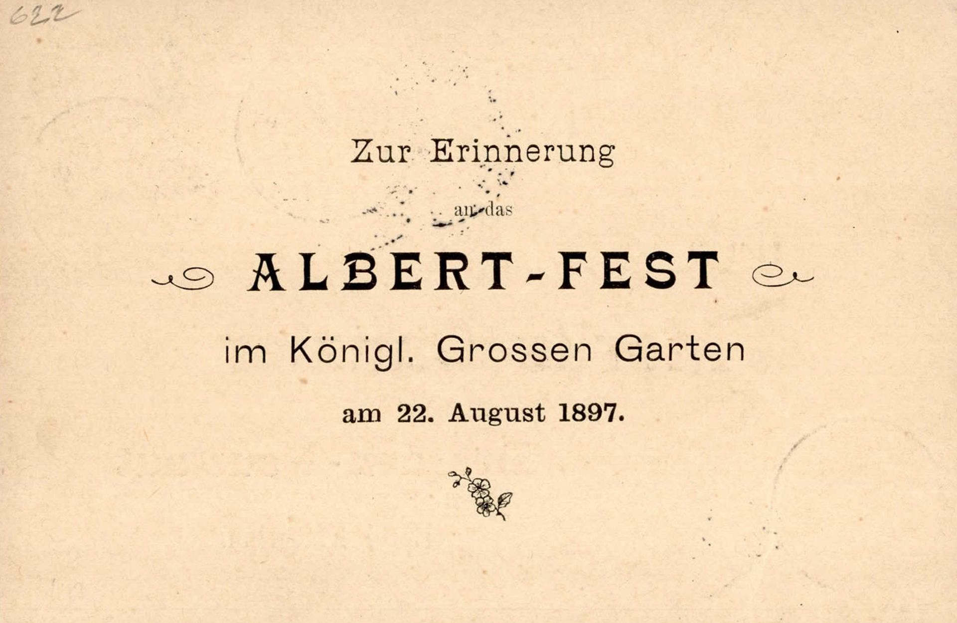 Anlass-Karte Privatpostkarte Ganzsache Dresden-Neustadt Albert-Fest Sonderstempel 1897 I-II (