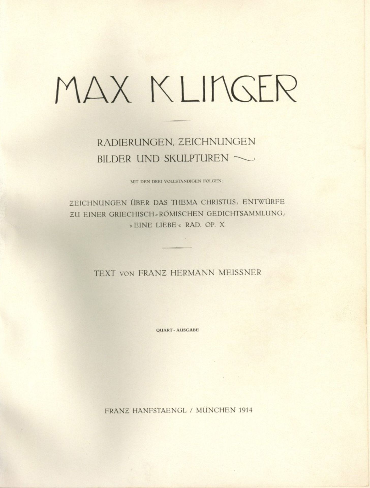 Kunst Max Klinger Radierungen, Zeichnungen, Bilder und Skulpturen 3 vollständige Folgen Quart