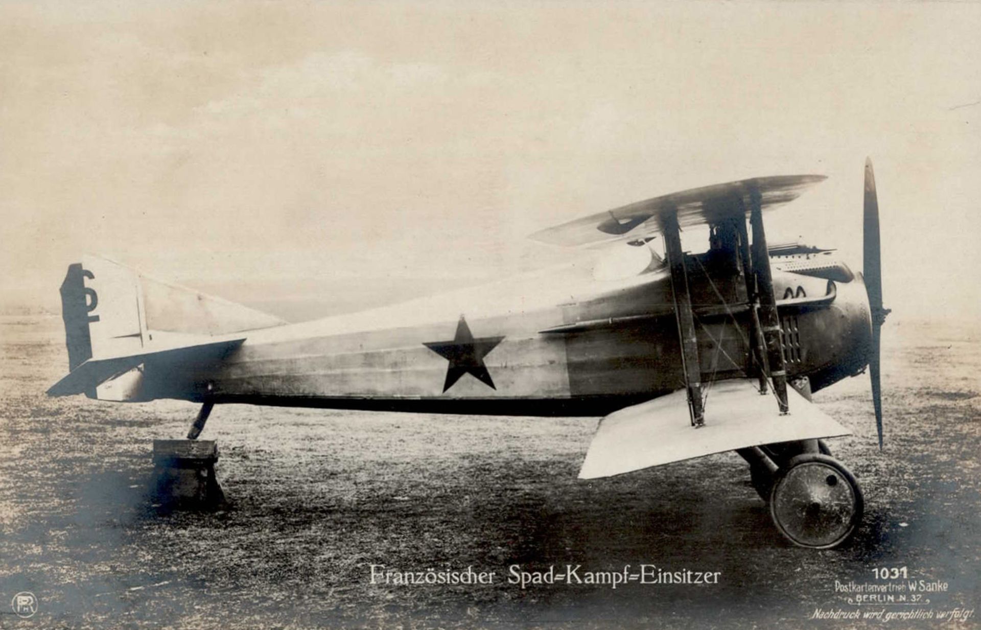 Sanke Flugzeug 1031 Französischer Spad-Kampf-Einsitzer Fotokarte I-II