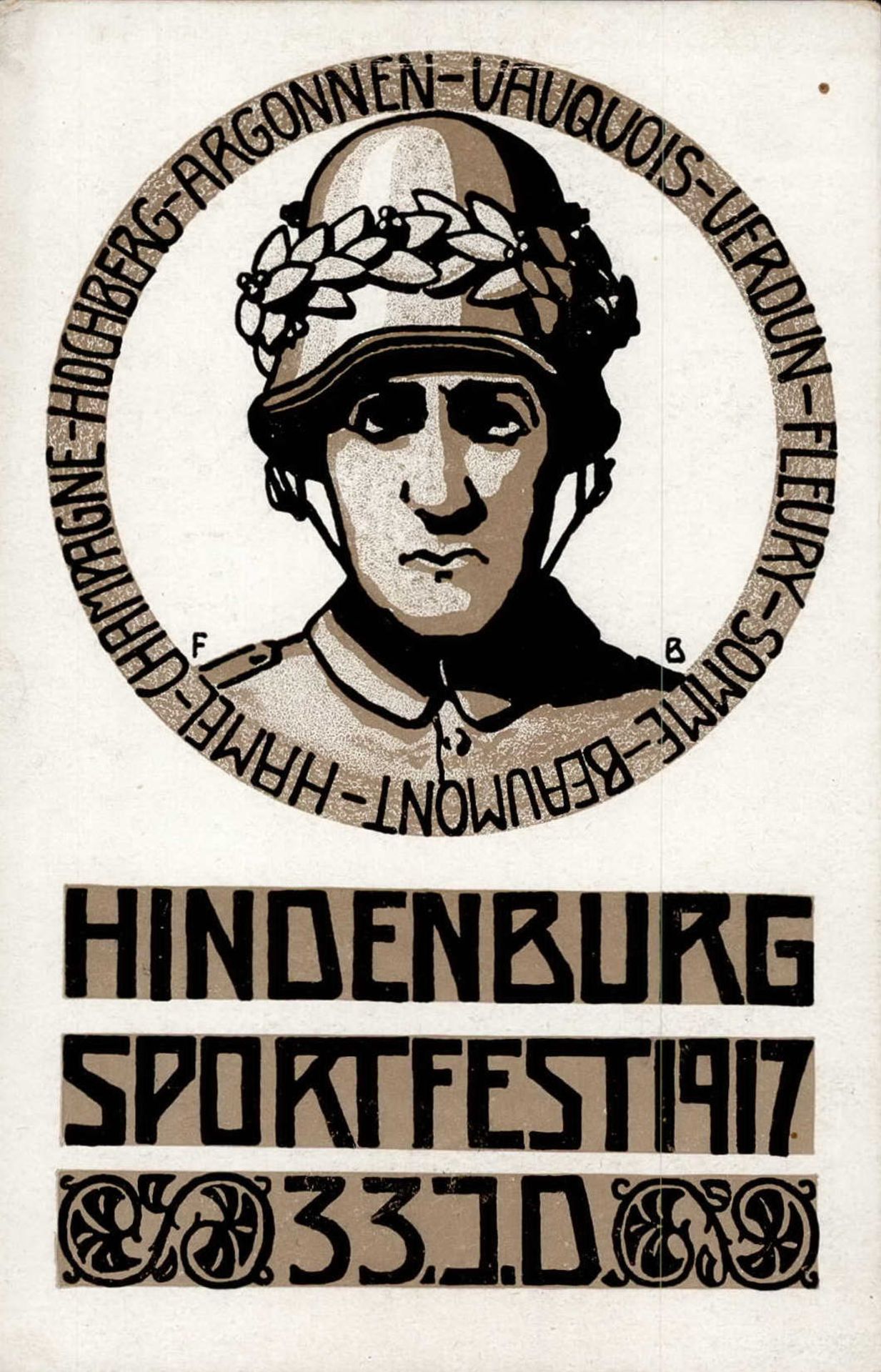 BERLIN - HINDENBURG-SPORTFEST 1917 sign. Künstlerkarte I-II