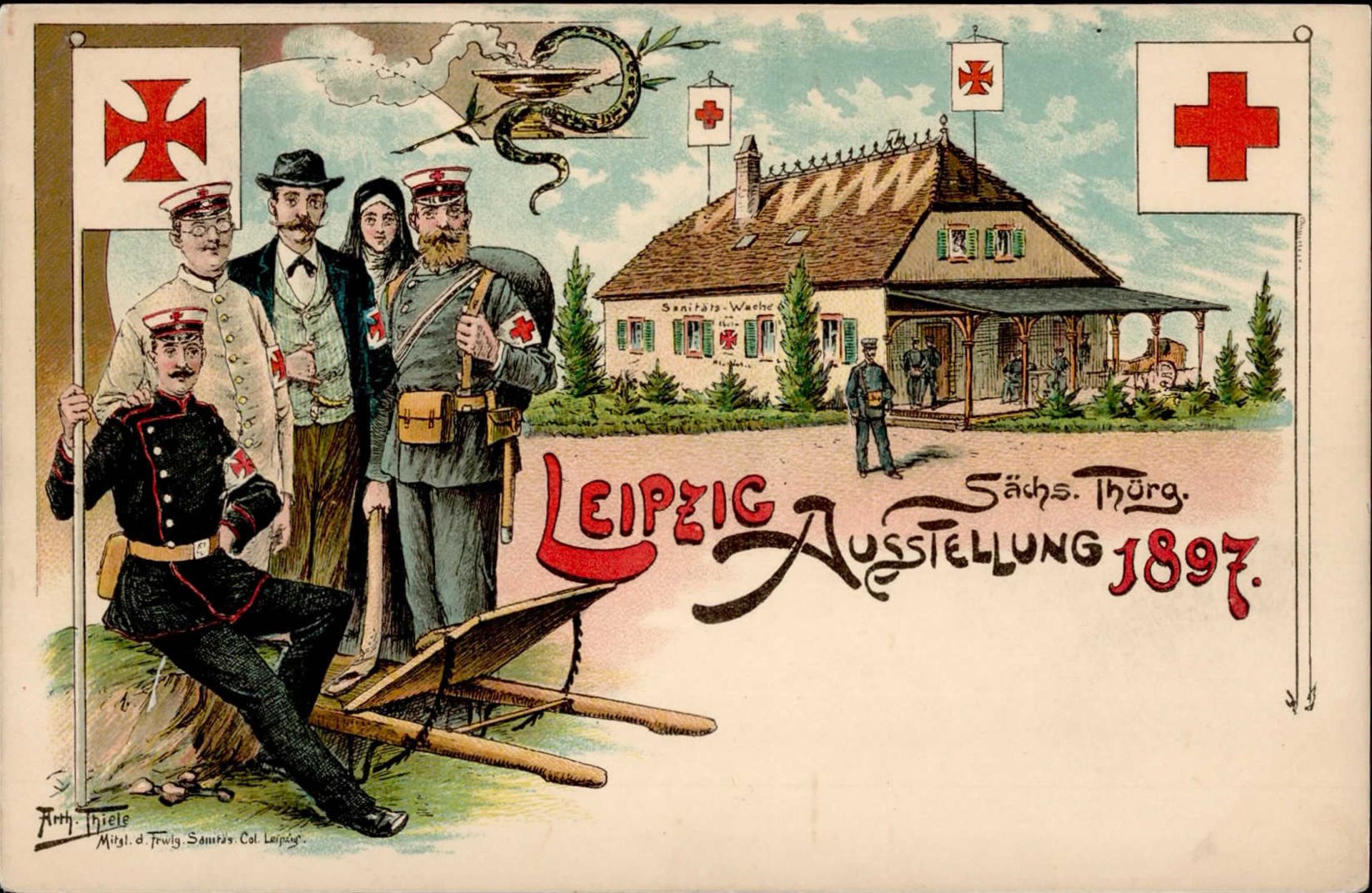 Thiele, Arthur Leipzig Sächs. Thürg. Ausstellung 1897 Rotes Kreuz I-II