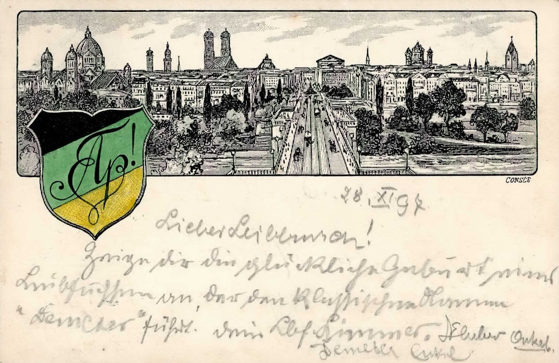 Studentika München (8000) Apollo sei's Panier 1897 I-II (Randmangel)